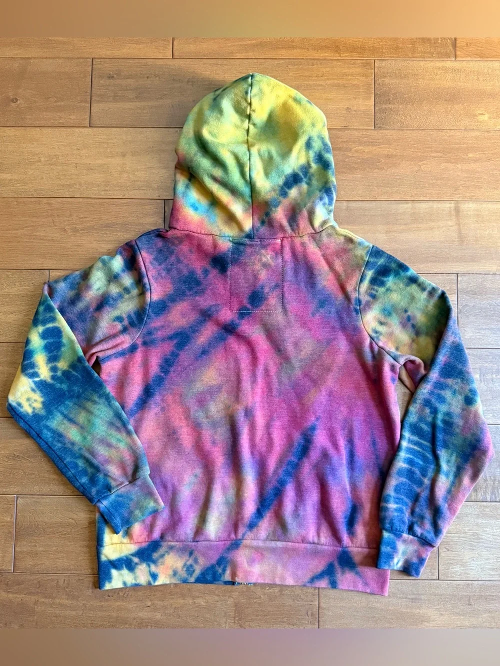 Aviator Nation Red Purple Hand Tie-Dye Full Zip Hoodie - M